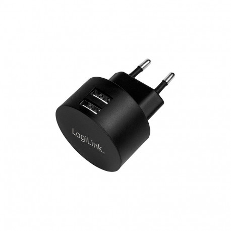 Logilink 2port 10.5W USB-pistikupesa adapter, kiirlaadimine, must