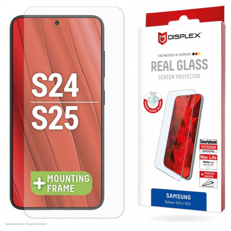 "DISPLEX Panzerglas 2D/ Clear (10H) für Samsung Galaxy S24 Eco-Montagerahmen, Tempered Glas, kratzer