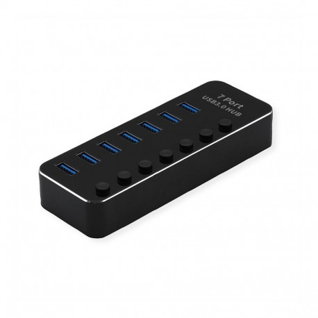 "ROLINE USB 3.2 Gen 1 Notebook Hub, 7 Ports, einzeln schaltbar"