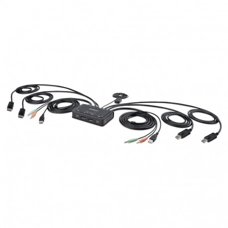 "STARTECH.COM 2-Port Dual Monitor KVM Switch DisplayPort 4K 60Hz KVM mit 1,5m Integrierten Kabeln US