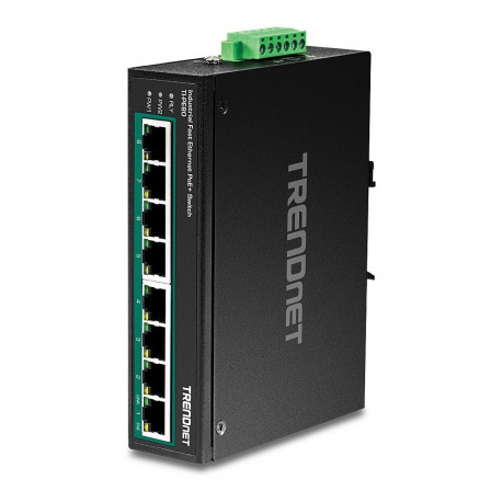 "TRENDnet TI-PE80 Industrial Fast Ethernet PoE+ DIN-Rail Switch 8-Port"