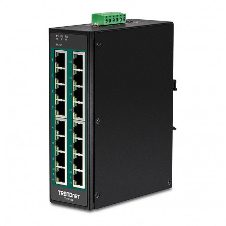 "TRENDnet TI-PG160 DIN-Rail Switch PoE+ 16-Port Industrial Gigabit"