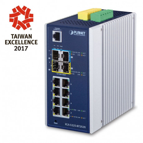 "PLANET Industrial L2+ 8-Port 10/100/1000T + 2-Port"
