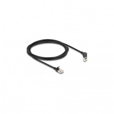 Delock RJ45 võrgukaabel Cat.6A S/FTP Slim 90° üles nurgaga / sirge 2 m must