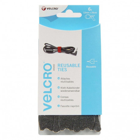"VELCRO ONE-WRAP Wiederverwendbare Klettstreifen, ONE-WRAP Streifen 12mm x 20cm x 6 Schwarz"