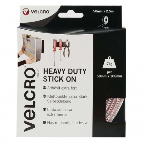 "VELCRO Klettband Extra Stark Selbstklebend, Haken & Flausch 50mm x 2.5m Wei"