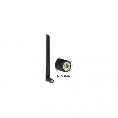 "WLAN 802.11 ac/a/h/b/g/n Antenne RP-SMA Stecker 3 - 5 dBi omnidirektional mit Kippgelenk schwarz"