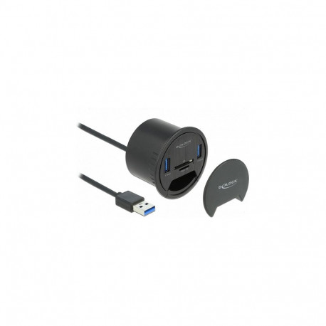 2-pordiline lauahub 2 x SuperSpeed USB tüüp A ja SD- ning microSD-kaardilugejaga