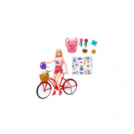 Barbie Pink Passport Holland Doll Set with Bicycle, Clothes, &amp; Travel Accessories