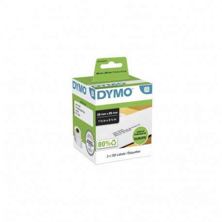 DYMO Authentic LabelWriter Address Labels | 28 mm x 89 mm | Self-Adhesive | Roll of 130 | 2 Pack (26