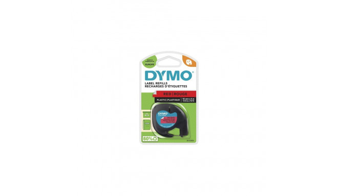 DYMO Branded LetraTag Plastic Labels | 12 mm x 4 m Roll | Black Print on Red Labels | MultipurposeSe