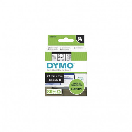 DYMO Authentic D1 Labels | 24mm x 7m Roll | Black Print on Clear | Self-Adhesive Labels for LabelMan