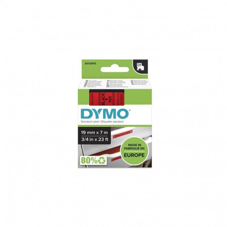 DYMO Authentic D1 Labels | Black Print on Red Tape | 19 mm x 7 m | Self-Adhesive Labels for LabelMan