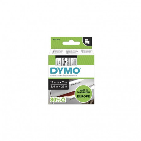 DYMO Authentic D1 Labels | Black Print on Clear Tape | 19 mm x 7 m | Self-Adhesive Labels for LabelM