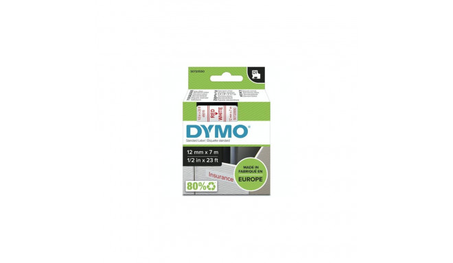 DYMO Authentic D1 Labels | Red Print on White Tape | 12 mm x 7 m | Self-Adhesive Labels for LabelMan