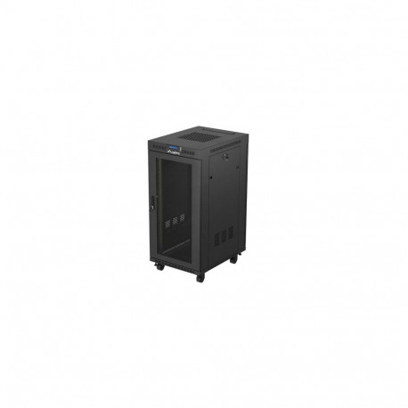 Standing 19" 24U Rack Installation Cabinet 600×800 Black with Perforated Door and LCD (Flat Pack) V2