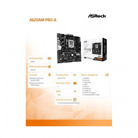 A620AM PRO-A AM5 4DDR5 HDMI M.2 mATX