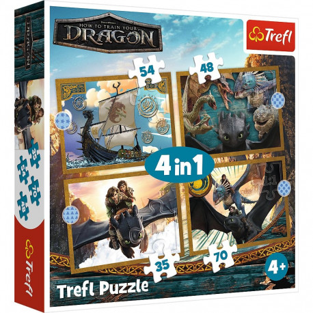 TREFL Puzzle 4 in 1 set How to Train Your Dragon
