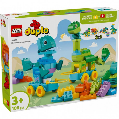Klocki duplo 10451 3 w 1 dinozaury na kółkach