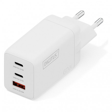 DIGITUS USB GaN laadija 67W, 2x USB-C, 1x USB-A