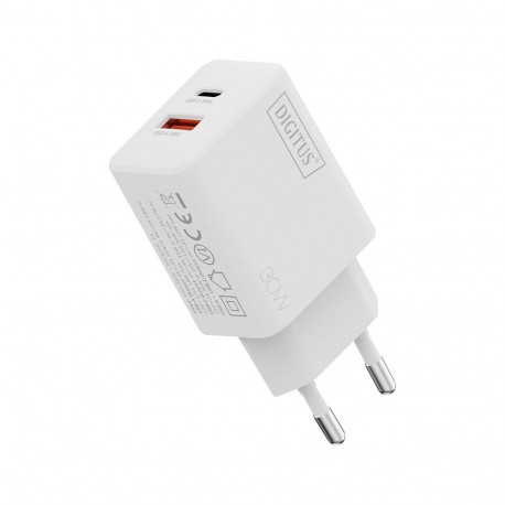 DIGITUS USB GaN laadija 30W, 1x USB-C, 1x USB-A