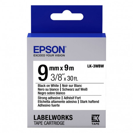 Epson LabelWorks LK-3WBW must valgel rull (0.9 cm x 9 m) (C53S653007)