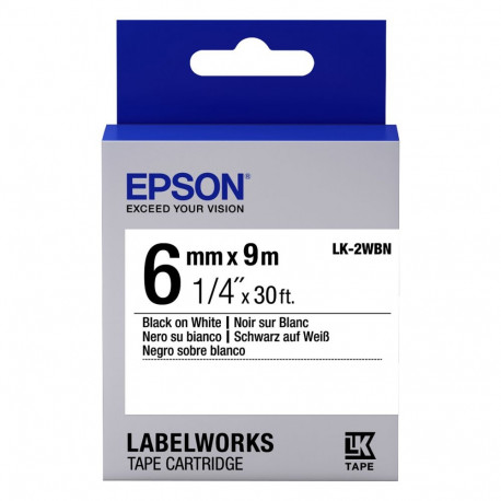 Epson LabelWorks LK-2WBN must valgel rull (0,6 cm x 9 m)
