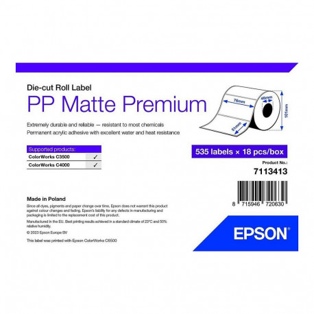 Epson PP matid stantsitud etiketid 76x51mm, 535 tk