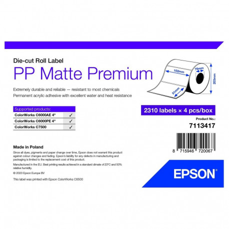 EPSON PP matt etikett 102mmx51mm 2310, stantsitud
