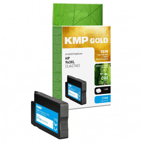 "KMP Tintenpatrone cyan kompatibel mit HP 3JA27AE 963 XL"