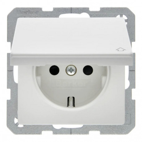 "Berker 47516089 SCHUKO-Steckdose m Klappdeckel polarweiss samt"