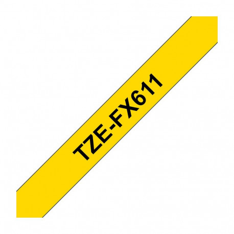 Brother TZEFX611 etiketiteip 6mm kollane/must
