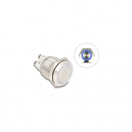 "Drucktaster zum Einbau 19 mm 4 x Schraubklemme LED blau"