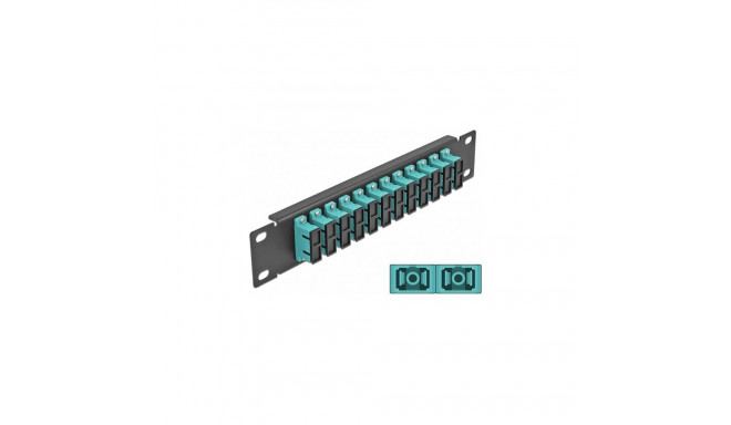 Delock 10-tolline valguskaabli pistikupaneel 12 porti SC Duplex aqua 1U must