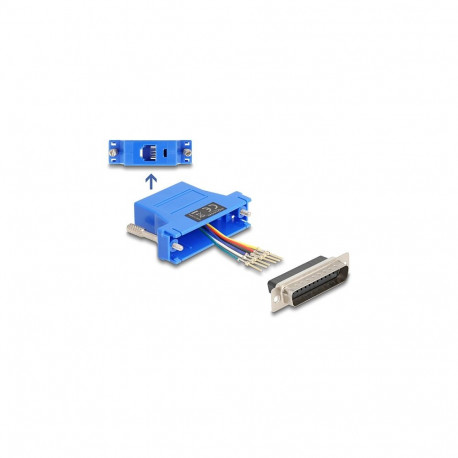 "Delock D-Sub 25 Pin Stecker zu RJ12 Buchse Montagesatz blau"