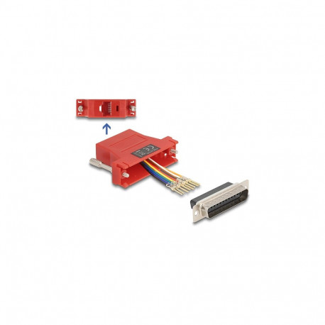 "Delock D-Sub 25 Pin Stecker zu RJ45 Buchse Montagesatz rot"