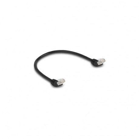 "Delock RJ45 Netzwerkkabel Cat.6A S/FTP 45° nach oben gewinkelt 0,5 m schwarz"