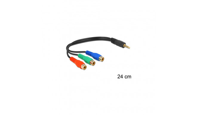 DeLock komponentvideo kaabel RCA x 3 0,24m must