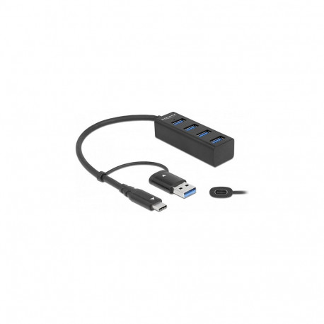 DELOCK 4 pordiga USB 3.2 Gen 1 jaotur USB Type-C või USB Type-A ühendusega