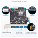 4-pordiline USB-A PCIe kaart 5Gbps