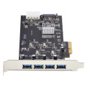 4-pordiline USB-A PCIe kaart 5Gbps