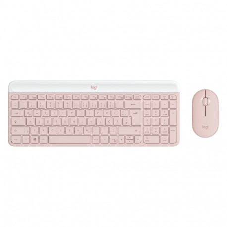 Logitech õhuke klaviatuur-hiir komplekt MK470 (DE) CENTRAL-419, roosa