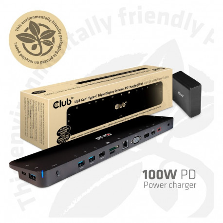 Club3D laadimisdokk USB-C 3.2 ->7xUSB/DP/HDMI/LAN/Audio 100W