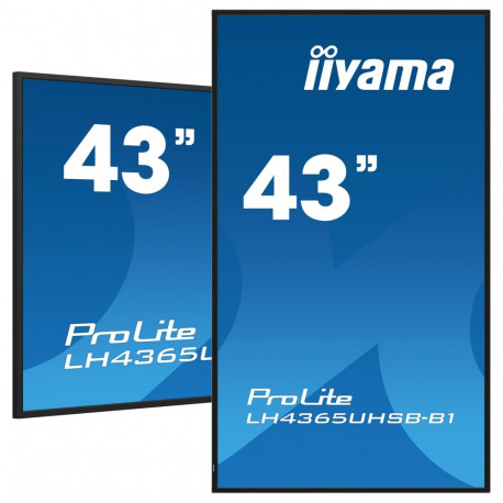 109cm/43" (3840x2160) iiyama ProLite LH4365UHSB-B1 16:9 4K IPS puutetundlik 8ms 60Hz 24/7 2xHDMI DP 