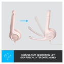 Logitech H390 roosa juhtmega USB-A peakomplekt