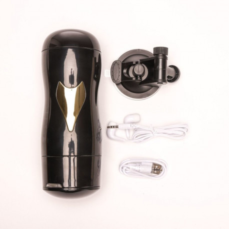 Vagiina-masturbator vibreeriv USB-ga laetav Cyberskin, must