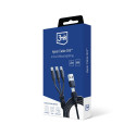 3mk kaabel Hyper Cable 3in1 USB-A/USB-C - USB-C/microUSB/Lightning 1,5m, must