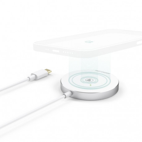 Juhtmevaba nutitelefoni laadija Hama MagCharge FC15 Qi Wireless Fast Charge, White/valge 15W 3A, USB