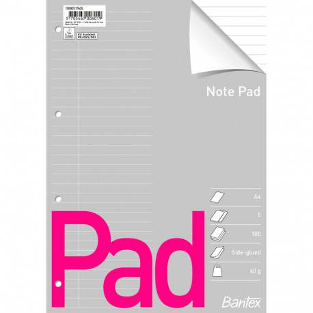 Kaustik  A4 100l. joon, liimköide küljel,augustus 8- 8- 8, Bantex