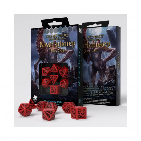 Tabletop Game - COC The Outer Gods Nyarlathotep Dice Set 7 Red Black Engraving